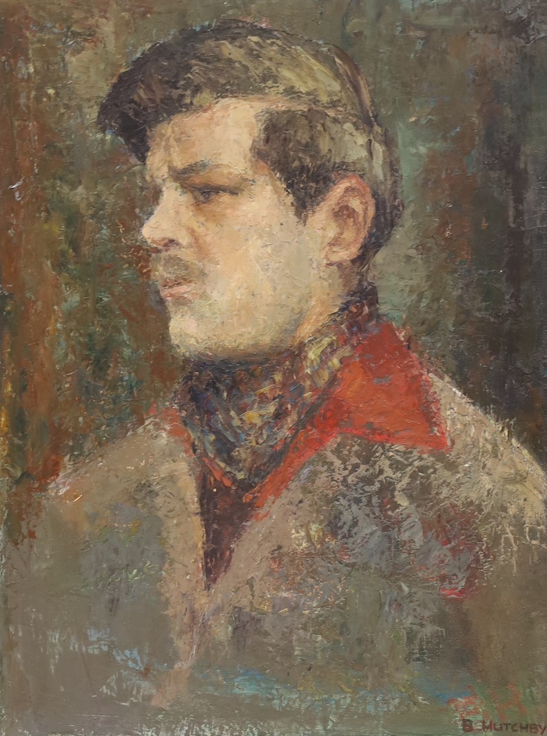 Barbara Hutchby (20th C.), two oils on board, Portraits of gentlemen, signed, largest 60 x 45cm